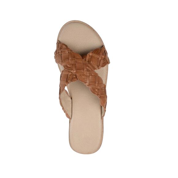 Journee Women's Bryson Leather Slide Sandals Brown Size 6 - Picture 3 of 4